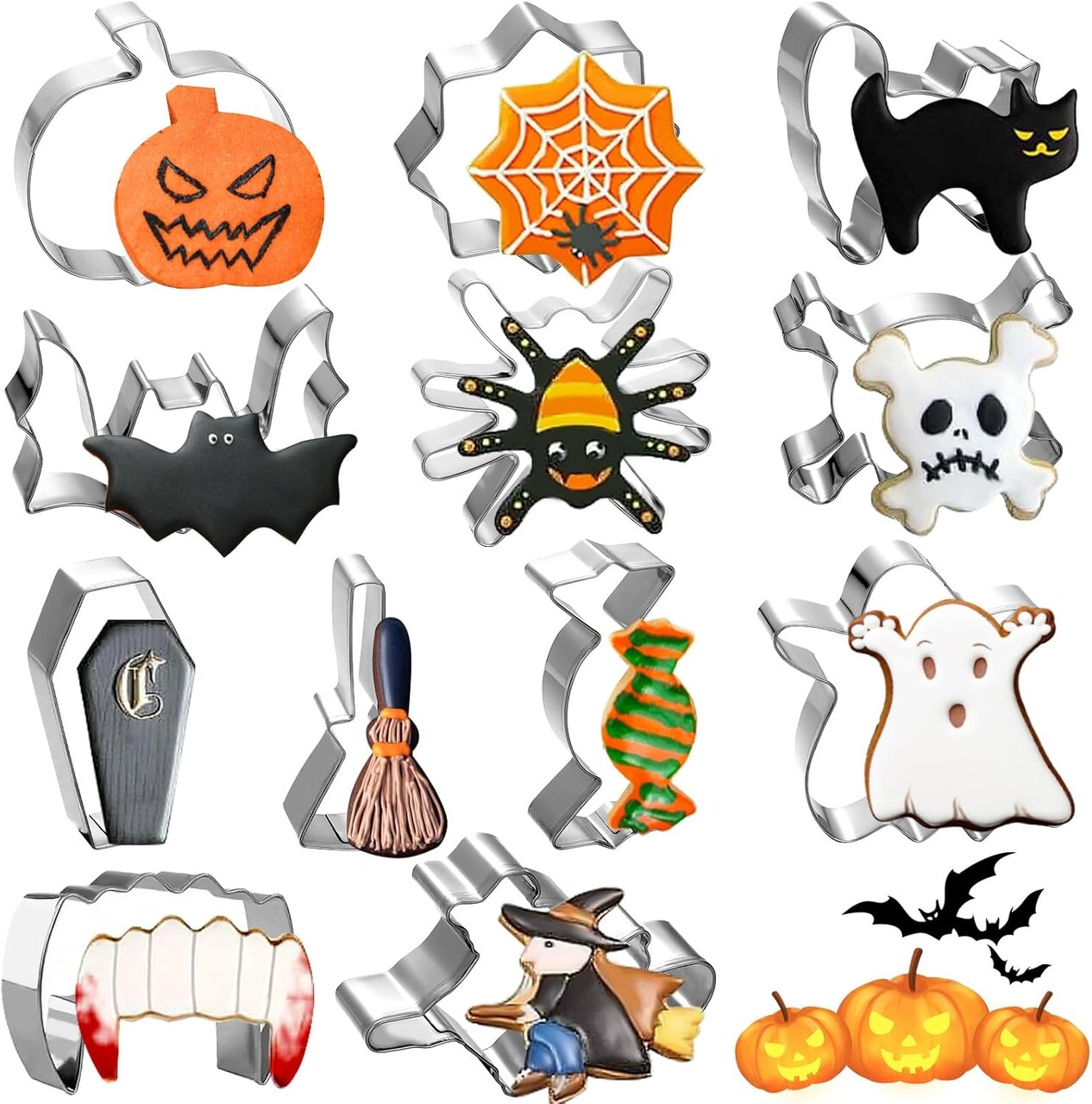 Thanksgiving Cookie Cutters Set – 12 Pcs Pumpkin Turkey Maple Leaf Squirrel Fall Shapes